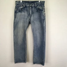 Fly Paper Jeans Mens 34X30 Blue Straight Leg Denim Medium Wash