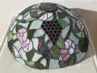 Vintage Tiffany Style Stained Glass Chandelier Lamp Shade Blue Jays Flowers 21"