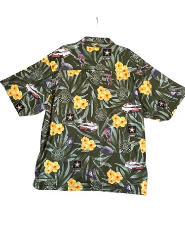 American Excellence US Army Men’s Floral Hawaiian Shirt Tank Helicopter 2XL - Picture 2 of 5