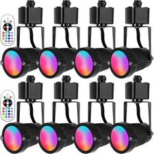 8-PACK EAGLOD RGBW Track Light Heads, H Type w Remote, 120V Multicolor LED Black
