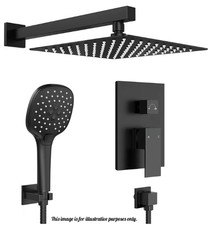 EVERSTEIN M6646BI-10BL Wall Mount Rainfall Shower System Dual Spray Hand Shower