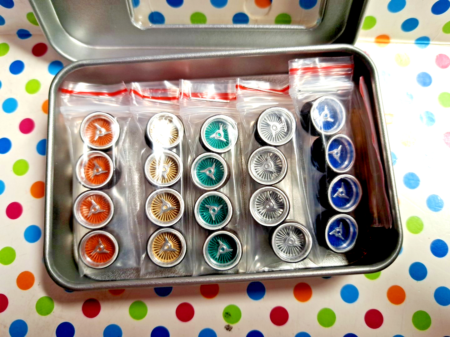 CUSTOM WHEELS ALLOY 1/64 DAYTON FITS ON 83 SILVERADO LOWRIDER 5 SET'S 10.5 mm A-image