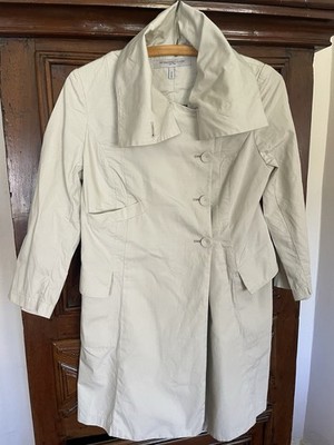 Morgan le Fay Women's Asymmetrical Size S Beige Cotton Jacket Button Front Coat