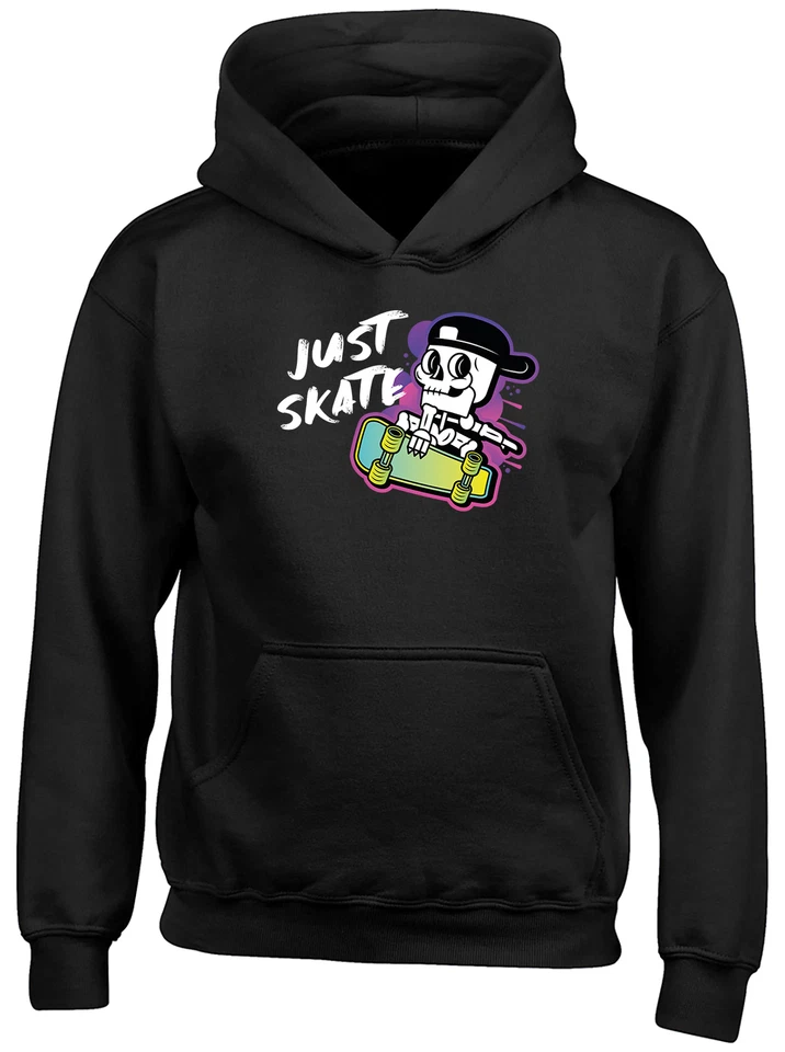BABY ORIGINALS Just Skate Kinder Hoodie Skelett Skateboarder Skater Liebhaber Jungen Mädchen Geschenk Top