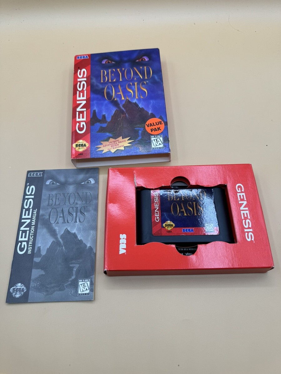 SEGA Genesis Beyond Oasis Action RPG Video Game Box & Manual
