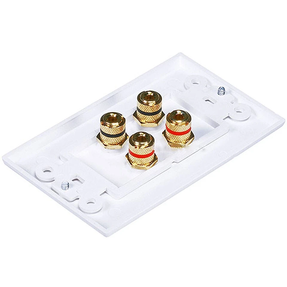 2 Pcs Banana Plug Binding Post Wall Plate Speaker Audio System Home Theater Gold - Image 2 of 4