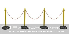 PLASTIC STANCHION HEAVY DUTY 4 PCS SET + 50' WHITE/ORANGE CHAIN COLOR YELLOW