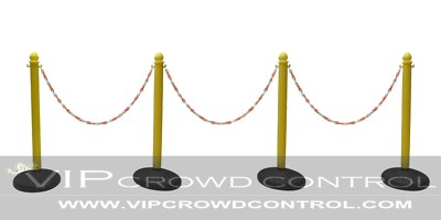 PLASTIC STANCHION HEAVY DUTY 4 PCS SET + 50' WHITE/ORANGE CHAIN COLOR YELLOW