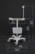 Fixed Height EKG Cart , with cable arm , device cups 
