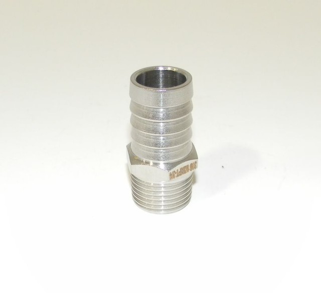 Chevy Intake Manifold Heater Hose Nipple, Stainless Steel 3/4" Hose NEW