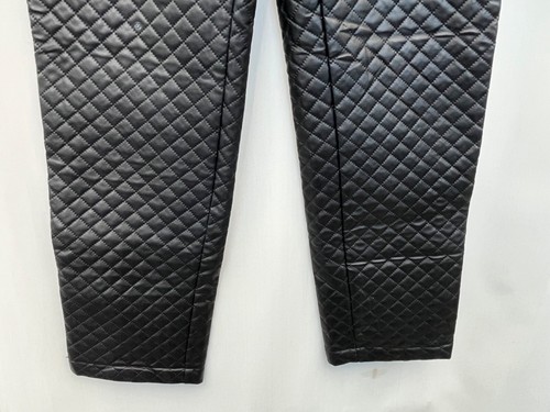 Missguided Women's Quilted Faux Leather Trousers Size 4 Black - Picture 2 of 8
