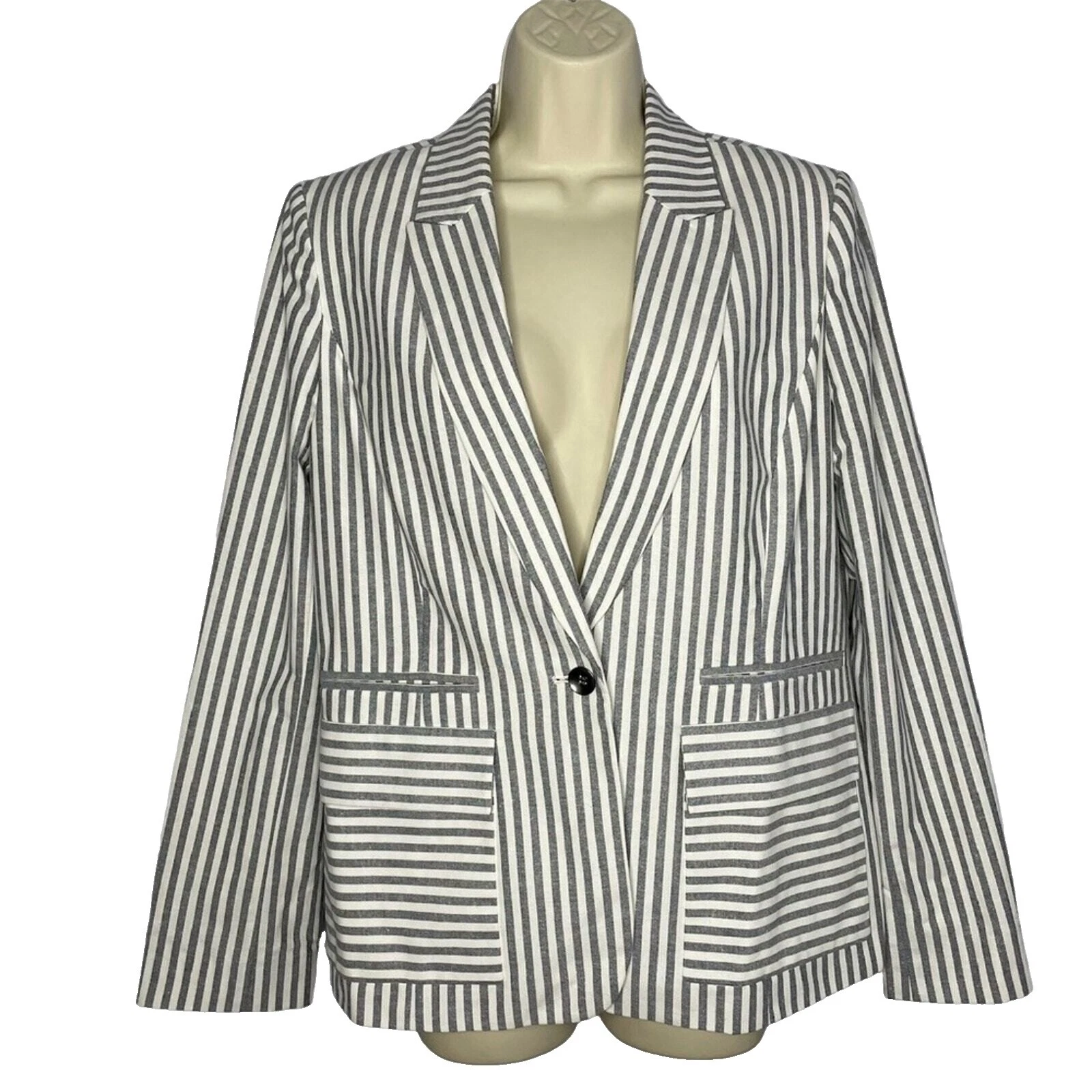 White Striped Blazers for Women
