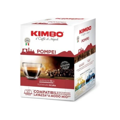 100 Capsule Caffe Kimbo Miscela POMPEI Compatibili A Modo Mio - Tostatura Scura