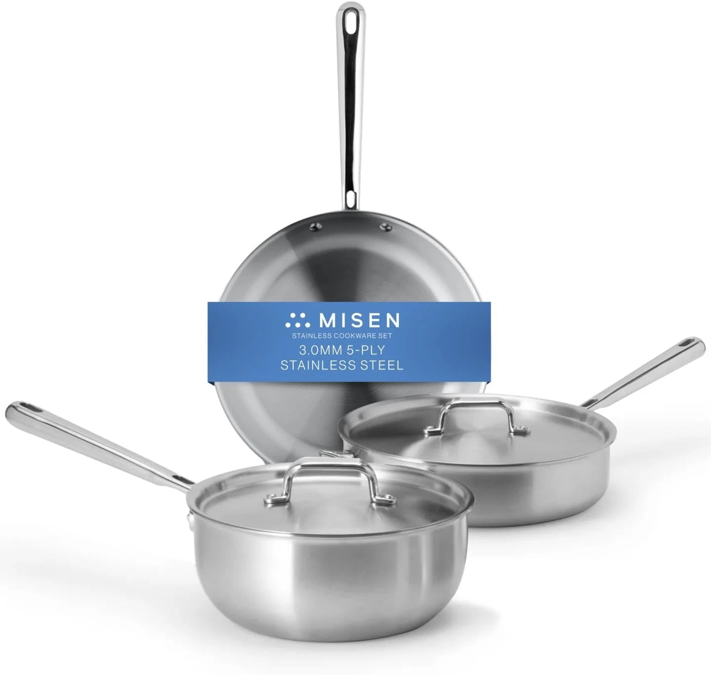Premium 5-Ply Stainless Steel Cookware Set - 5-Piece, Dishwasher Safe