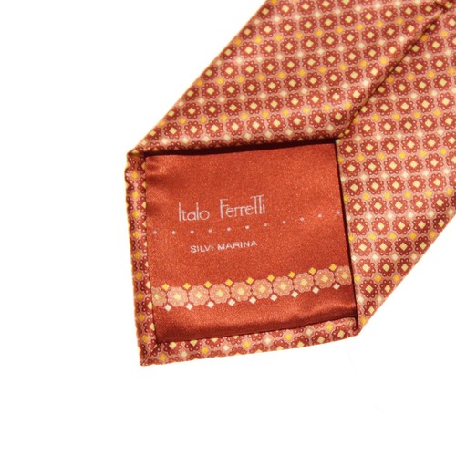 Italo Ferretti NWT Neck Tie in Browns/Yellow Pattern 100% Silk Made in Italy - Picture 8 of 10