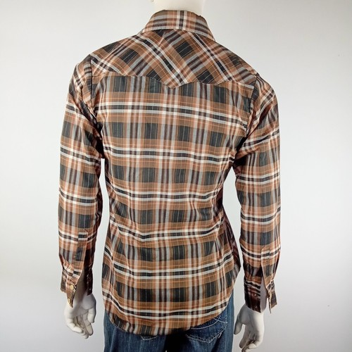 SOUTHERN HERITAGE by Golden Era vintage mens size SM shirt brown check western - Picture 4 of 9