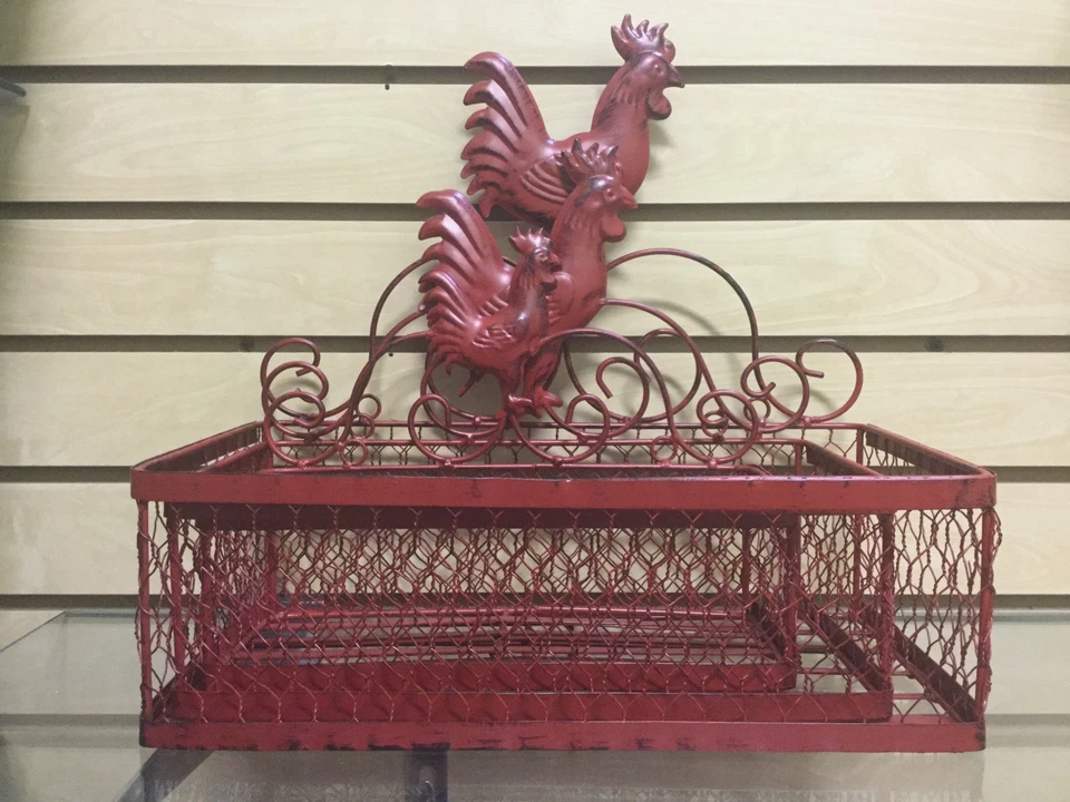 Reduced Price-Red Chicken Wire Nesting Storage Baskets Set/3 - Image 3 of 4