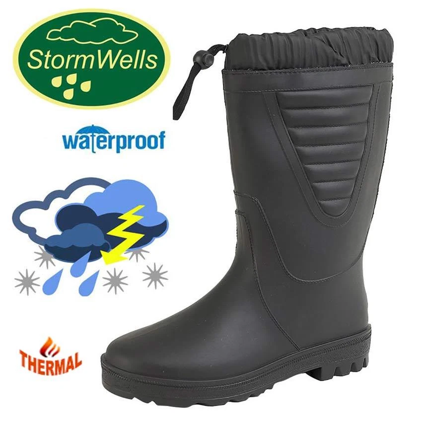 Stormwells Polar Wellington Boots Tie Top Waterproof Thermal lined Wellies Shoes - Image 3 of 4