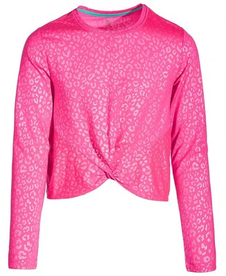 ID Ideology Leopard-Print Twist Long-Sleeve T-Shirt Big Girls S Molten Pink