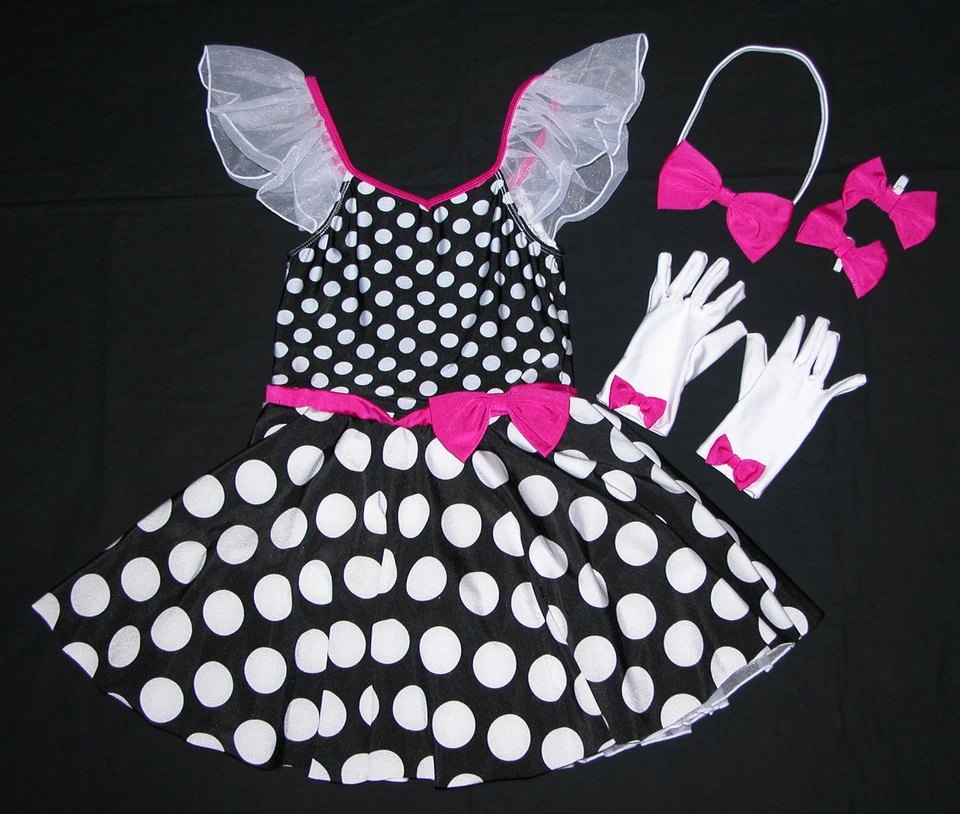 Polka Dot Costume Dress Minnie Mouse Girl's M 8-9 Halloween Dance Medium - Image 2 of 4
