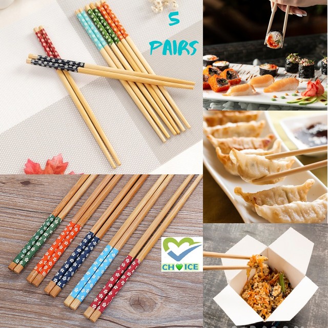 Sushi Chopsticks Oriental Chinese Food Bamboo Reausable 24cm Chop Sticks 5 Pairs For Sale Online Ebay