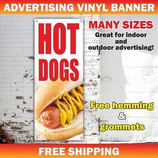 HOT DOGS Advertising Banner Vinyl Mesh Sign Street Food Sandwich Restaurant Bar