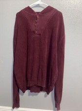 Lands' End Mens XL Red 100% Cotton Sweater Large 46-48! QUALITY! MADE IN USA!