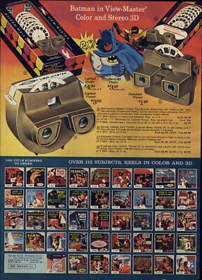 1966 PAPER AD COLOR Batman Lighted 3-D View-Master Electric Baseball Game Tip-It