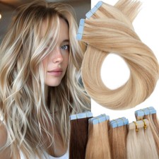 Russian 100 Remy Tape In Real Human Hair Extensions Skin Weft 20-60PCS Ombre US
