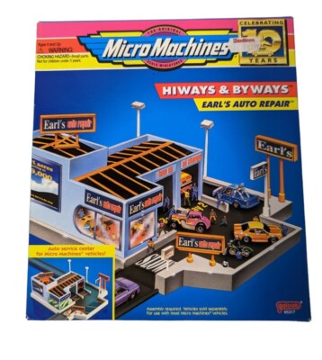 VTG 90s Micro Machines Hiways &amp; Byways Earl's Auto Repair Playset 10 Years 1996
