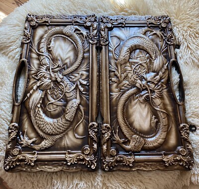 Artwork BACKGAMMON - Dragon - Handle - Large Wooden Nardy Wood Нарды