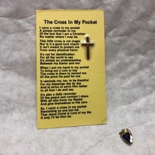 Cross PIN and Pocket Cross on Card Religious Items