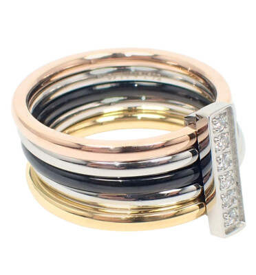 Edelstahlring Damenring glänzend rose gold silber schwarz 10 mm breit Zirkonia
