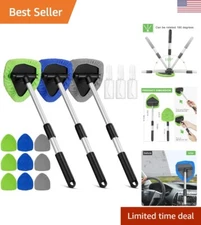 Inside Car Windshield Cleaning Tool - 3 Packs, 9 Reusable Microfiber Pads