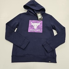NWT Under Armour UA Project Rock Fleece Hoodie Sweatshirt Boy's Youth Large New