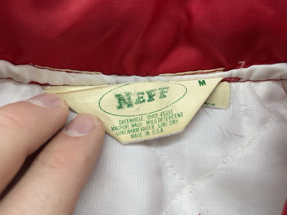 Vintage 90s Neff Red Alden Fire Dept. Varsity Jacket Adult Size Medium Button Up - Image 4 of 4