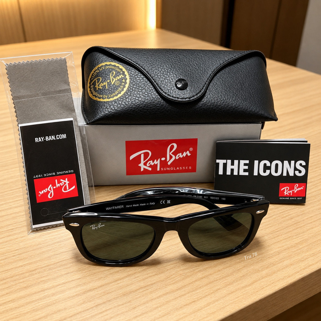 Ray-Ban RB2140 Wayfarer Sunglasses 50mm Frame Glossy Black Frame Gray Glass Lens 2