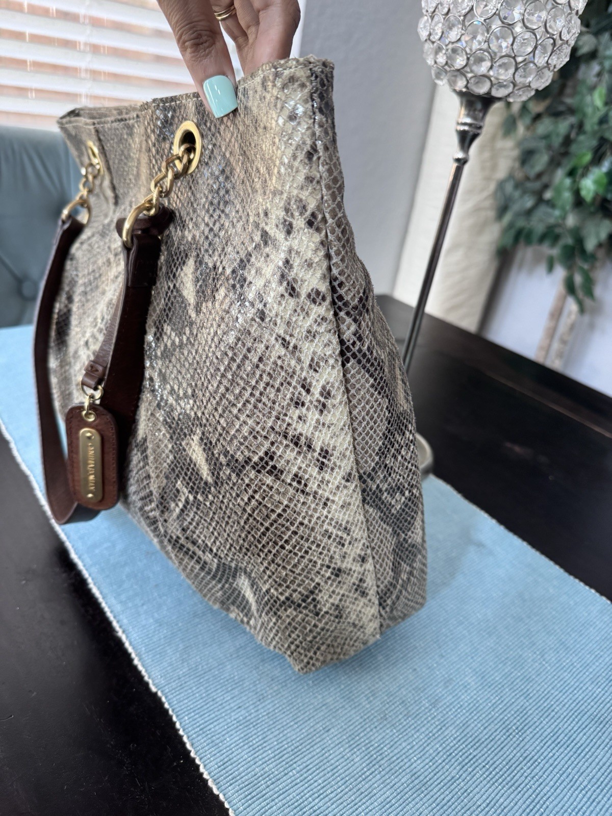 Cynthia Rowley leather python snake print Tote Bag - image 6