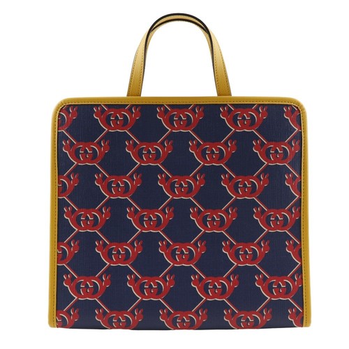 GUCCI Snail Children Interlocking G Tote Bag 605614 Handbag PVC Navy Red Ladies