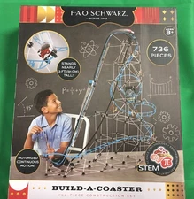 F A O Schwarz Build A Coaster. Ages 8+ 736 Pc Construction Set Motorized. New.