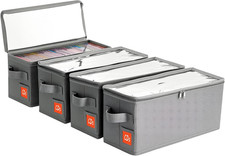 Stackable CD Holder  Storage Case - CD Storage Box Organizer with Lid  Handle