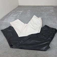 American Eagle Stretch Pants Sz 6 Black White Lot Faux Leather Hi Rise