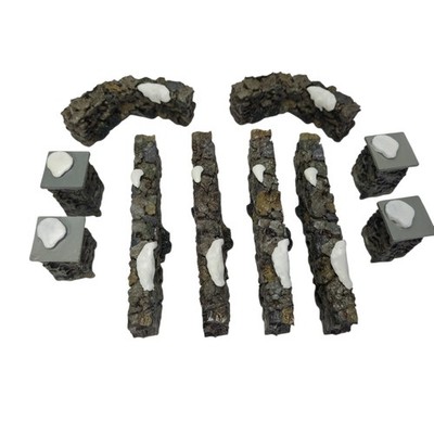 Lemax Snowy Rock Wall And Pillar Terrain Set 10 Pc Christmas Village Gray Vtg