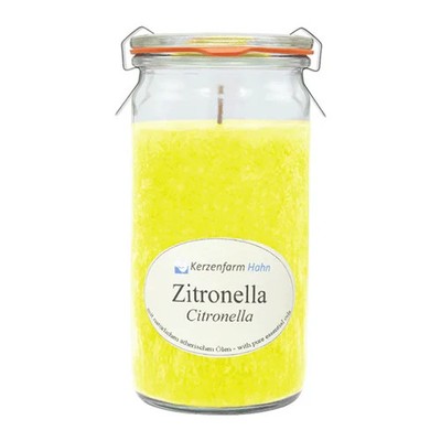 Duftkerze im XL-Weckglas , Zitronella, 100% pflanzliches Stearin, KERZENFARM HAH