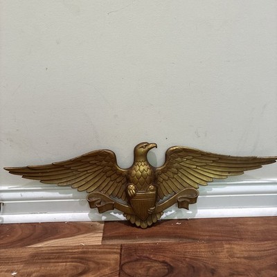 Vintage 27 Inch Sexton Cast Metal Plaque American Eagle Golden Brown