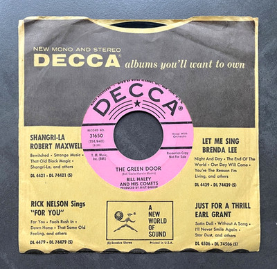 7'' Bill Haley - The Green Door / Yeah, She's Evil - US Decca Promo