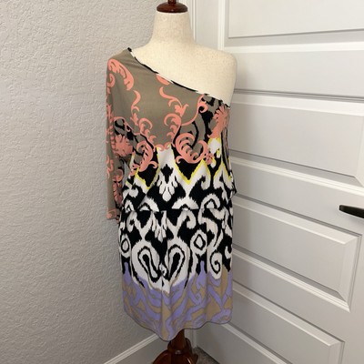 TIBI One Shoulder Mix Print Dress  Size L