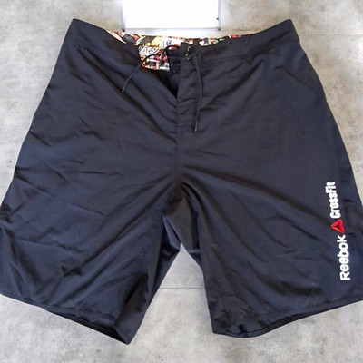 Reebok CrossFit Men's Black Board Shorts Drawstring Zip Pocket
