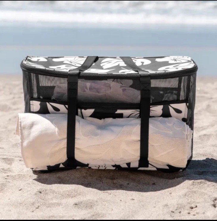 Aloha Collection CleverMade Collapsible Beach Tote Bag Floral 