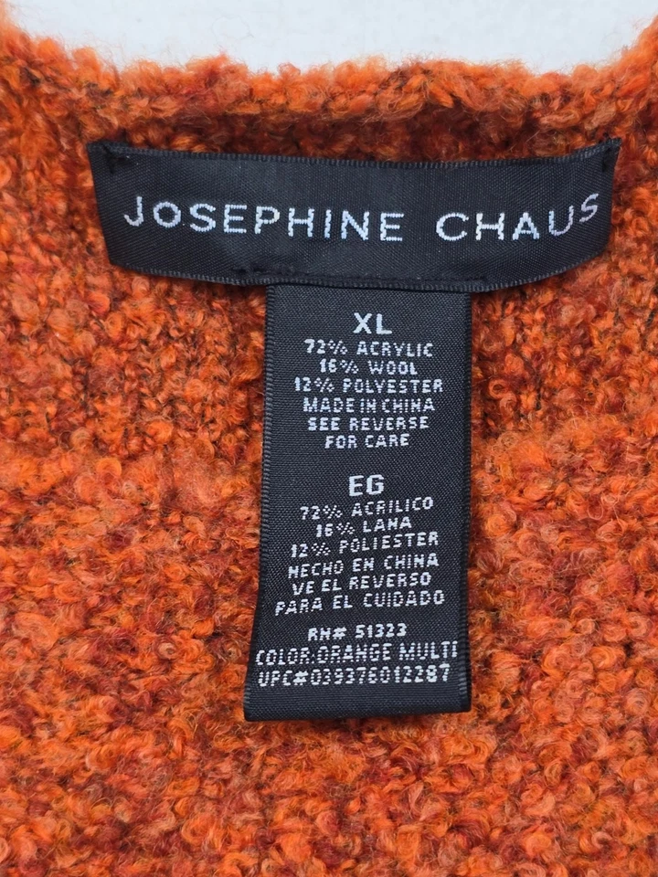 Suéter Josephine Chaus para mujer XL naranja quemado jaspeado mezcla de lana texturizada Foto 2 de 3